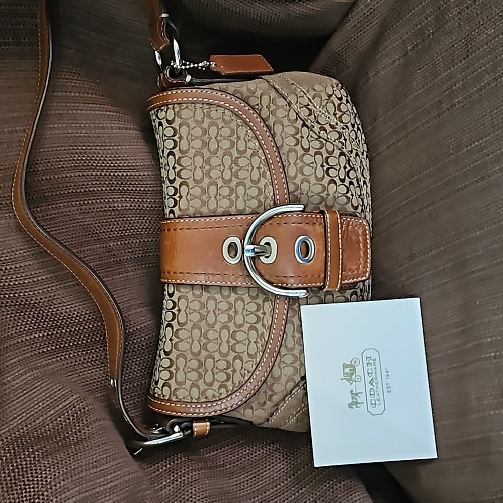 Coach Signature Mini Soho Buckle Flap No. F12308 - Tan/Brown